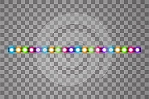 Colorful Shining led vector stripes, neon illumination on transparent background