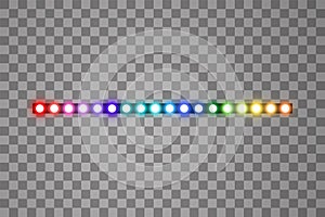 Colorful Shining led vector stripes, neon illumination on transparent background