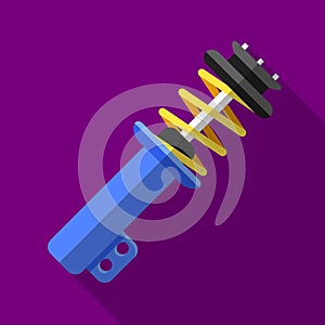 Colorful shock absorber icon in modern flat style with long shadow. Car parts