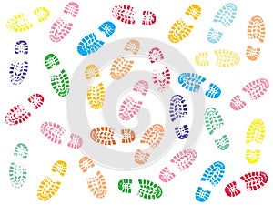 Colorful Shoe prints