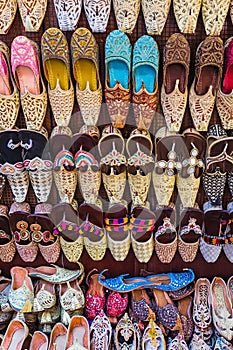 Colorful shoes in souk Dubai