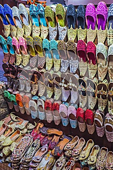 Colorful shoes in souk Dubai