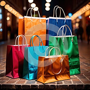 Colorful shopping bags, for consumer buying and purchasing