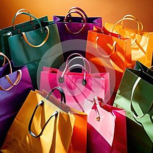 Colorful shopping bags, for consumer buying and purchasing