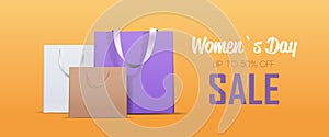 colorful shopping bags womens day 8 march holiday sale special offer shopping concept