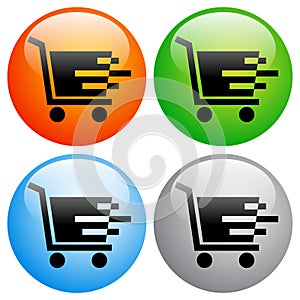 Shopping cart icons buttons on white