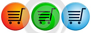 Shopping cart icons buttons on white