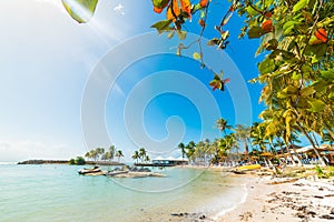 Colorful shore in Bas du Fort beach in Guadeloupe