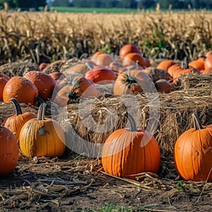 colorful shot of a variety of pumpkins, including bright orange ones
