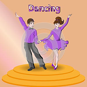 Colorful show with dancing children. Vector illustration