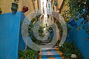 A colorful side road in the city of Tanger