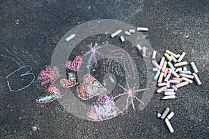 Colorful sidewalk chalk sketch