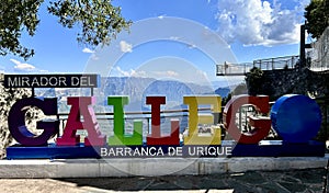 Colorful Signage at Mirador del Gallego, Overlooking Urique Canyon