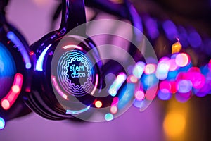 Colorful Silent Disco Headphones at an event