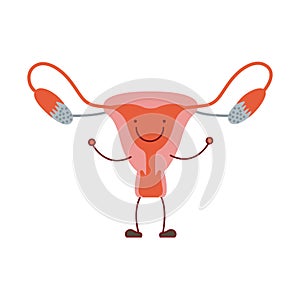 Colorful silhouette caricature with happy face female reproductive system