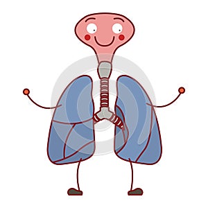 Colorful silhouette caricature respiratory system with windpipe