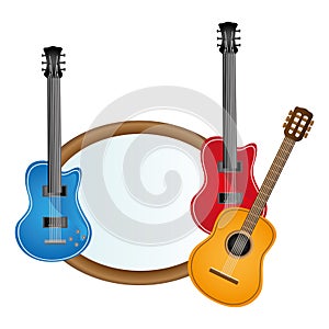 colorful silhouette with guitars set electric and acoustic