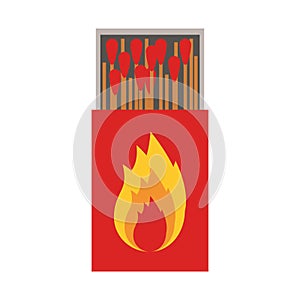 Colorful silhouette of matchbox with logo flame