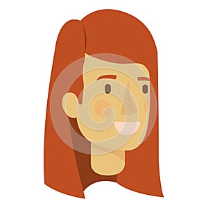 Colorful silhouette of woman face with short and straight red hair