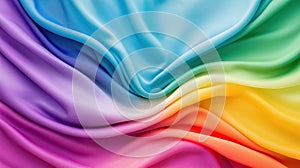 Colorful silk fabric drapes creating a vibrant wave of hues