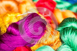 Colorful silk fiber ready to weave into silk cloth, in Bangkok Thailand-2