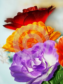Colorful silk flowers