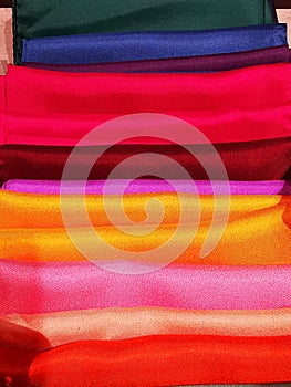 Colorful silk handkerchiefs wrapped macro