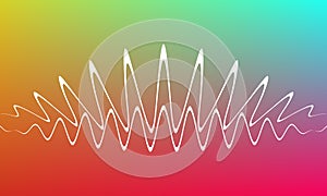 Colorful simple background with white waves, tech shapes. Vector abstract illustration