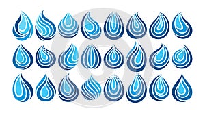 Colorful simple line swoosh water droplet logo icon design set