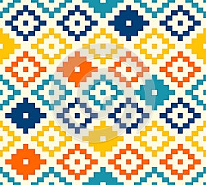 Colorful simple pixel aztec kilim pattern photo