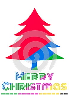 Colorful and simple Season greeting merry Christmas and tree isolated white background