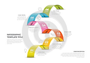 Colorful Six-Step Jumps Infographic Design Template on white background
