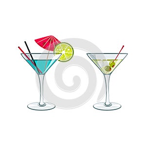 colorful sketch of alcohol cocktails and other drinks