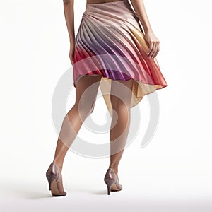 Colorful Skirt And Heels: A Beautiful Woman In Digital Airbrushing Style