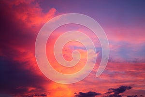 The colorful sky at sunset,Dramatic evening cloudscape