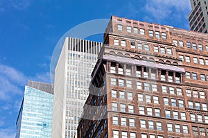 Colorful skyscrappers in New York, USA