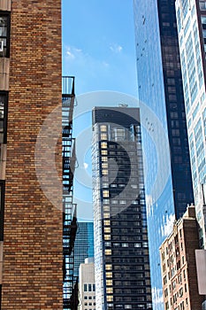 Colorful skyscrappers in New York, USA