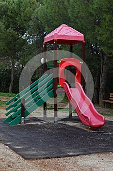 Colorful slide at children`s playground