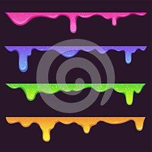 Colorful slimy drops. Slime top banners set.