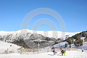 Colorful slopes of the mountains Grandvalira, Principality of Andorra, Europe.