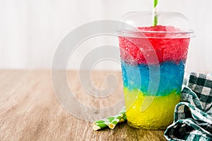 Colorful slushie of different flavors