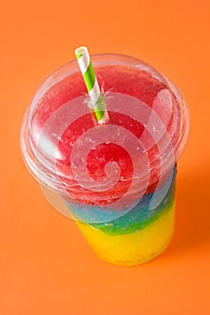 Colorful slushie of differents flavors