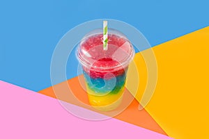 Colorful slushie of differents flavors