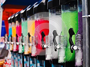 Colorful slushie machines