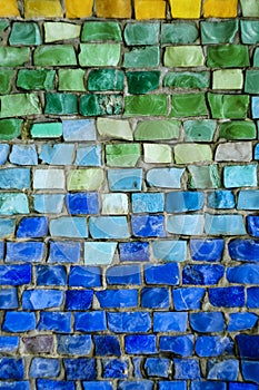 Colorful small square tiles. green-blue background of a large number of small tiles