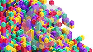 Colorful small toy bricks abstract background