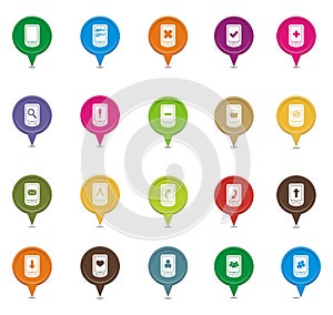 Colorful smart phone map pointers