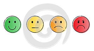 Colorful Smiling Cartoon Face People Emotion Icon Set photo