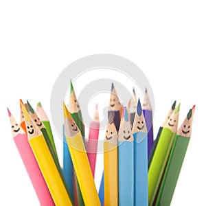 Colorful smiling pencils