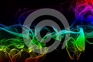 Colorful smoke abstract on black background, Movement of fire design